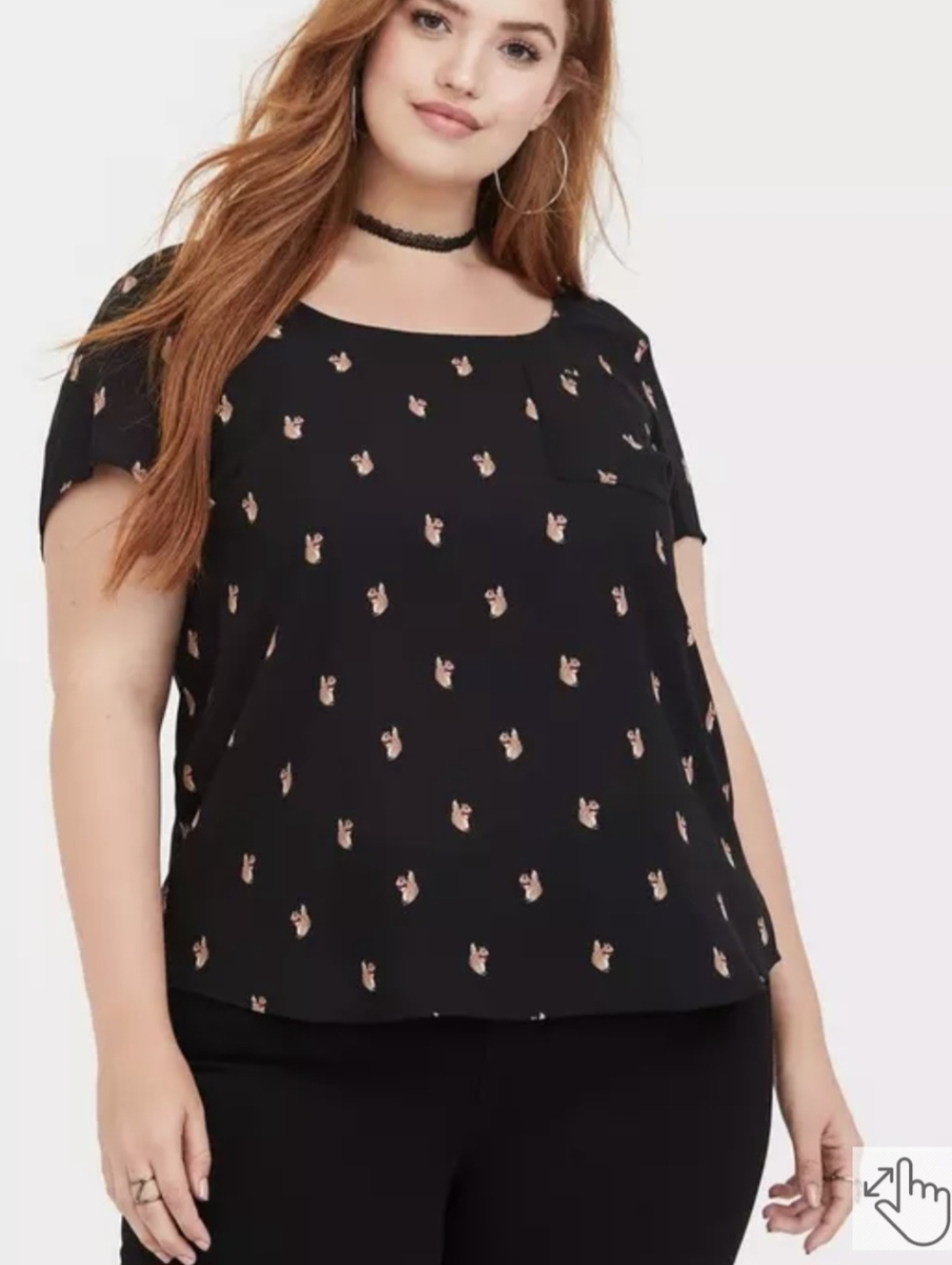 Torrid Sz 3 Black Short-Sleeve Scoop Neck Blouse
